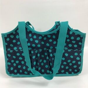 Thirty-One Teal Polka Dot Organizing Tote Bag Excellent Condition Travel Car
